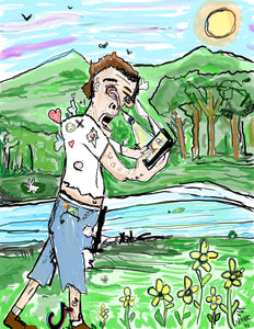 8x10  signed art print by Mark Herbert smashing the likes on a nature hike