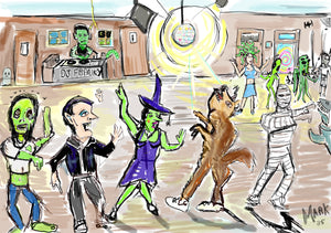8x10 signed print Monster disco party