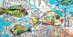 Wrightsville beach map art print