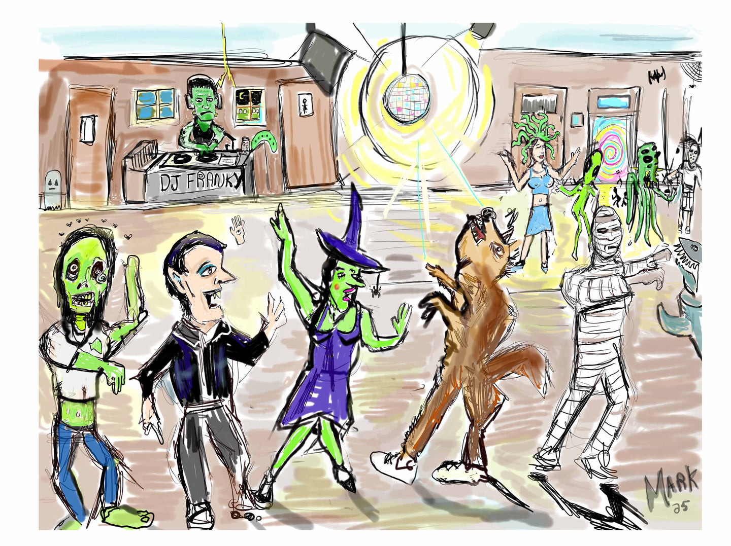 8x10 signed print Monster disco party