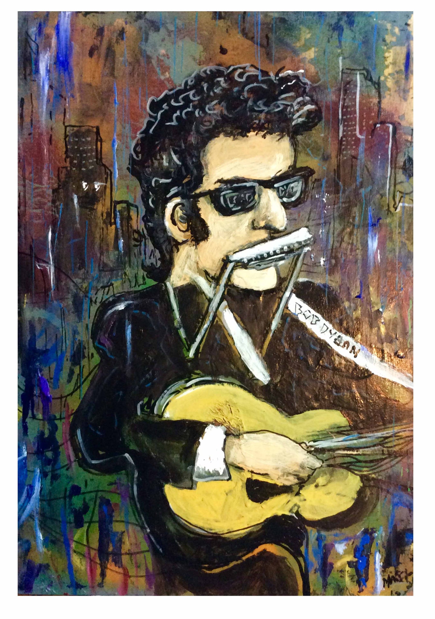 Bob Dylan 8x10 art print signed by the artist  and shipped in poly sleeve
