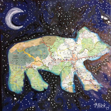 Load image into Gallery viewer, 14.5 x14.5  &quot; Starry Asheville bear map art framed print