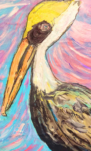 8x10  signed paper print  pelican in the piink bay