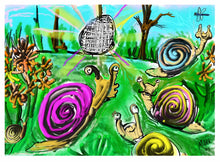Load image into Gallery viewer, 5x7 mini print  &quot; Disco Snails &quot;  signed in poly sleeve
