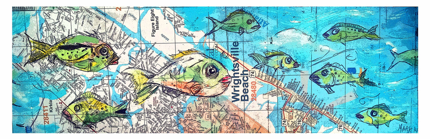 Wrightsville beach map art print