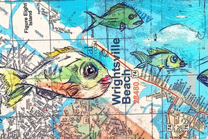 Wrightsville beach map art print