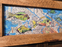 Load image into Gallery viewer, Wrightsville beach map art 7x18 framed  stained