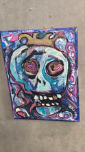 Load image into Gallery viewer, Skull jester king 9x12&quot; original on stretched canvas