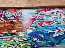 Load image into Gallery viewer, Ship  of fools : shark attack   7x19 embellished framed print (