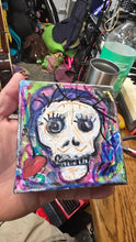 Load image into Gallery viewer, 4x4  little skull  2 on stretched gallery wrapped canvas original