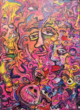 Load image into Gallery viewer, &quot;Trogladyte&#39;s bite &quot; mixed media 18x24&quot; painting  on built wood  panel