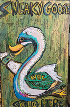 Load image into Gallery viewer, Sneaky goose 16x10 embellished print ready to hang built panel