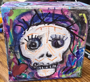 4x4  little skull  2 on stretched gallery wrapped canvas original