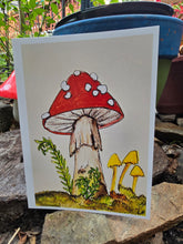 Load image into Gallery viewer, 5x7 mini print /note card mushroom art  3 by Laurel Herbert