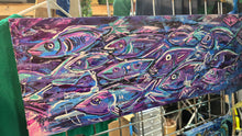 Load image into Gallery viewer, 27.5 x 10   orginal painting  wood purple pink fish the flow