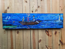 Load image into Gallery viewer, New Ship of Fools in Cape Fear Marsh original painting on built wood panel 43 in wide