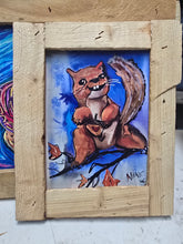 Load image into Gallery viewer, squirrel art mini framed   print 6x 8" ready to hang