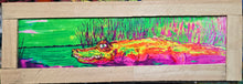 Load image into Gallery viewer, 27" x10" sunset gator framed print reqdy to hang clearance priced