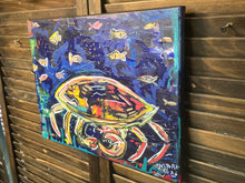 Load image into Gallery viewer, 11x14 crabs and fish original painting  on stretched canvas