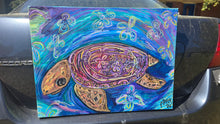 Load image into Gallery viewer, Sea turtle art original painting on canvas 24" x16"