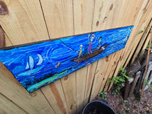 Load image into Gallery viewer, New Ship of Fools in Cape Fear Marsh original painting on built wood panel 43 in wide