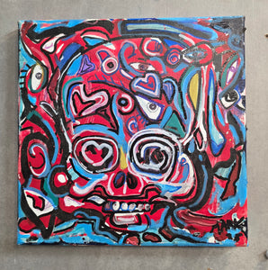 10x10  original on stretched canvas"  indigestaskull"