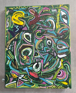 8x10 painting on stretched canvas "string bean theory "