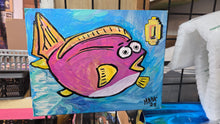 Load image into Gallery viewer, World 2-2 fish 14x11&quot; orginal painting on stretched  canvas