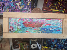 Load image into Gallery viewer, Ship  of fools : shark attack   7x19 embellished framed print (
