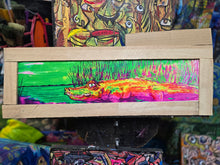 Load image into Gallery viewer, 27" x10" sunset gator framed print reqdy to hang clearance priced