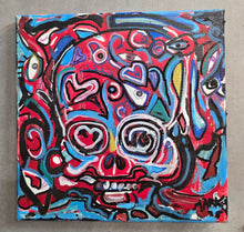 Load image into Gallery viewer, 10x10  original on stretched canvas&quot;  indigestaskull&quot;