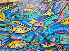 Load image into Gallery viewer, Original painting on built wood panel the flow series   12"x40"