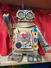Load image into Gallery viewer, Dresser top  scrap robot sculpture  12.5 inches tall