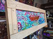 Load image into Gallery viewer, Ship  of fools : shark attack   7x19 embellished framed print (