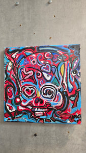 10x10  original on stretched canvas"  indigestaskull"