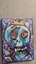 Load image into Gallery viewer, Skull jester king 9x12&quot; original on stretched canvas