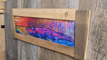 Load image into Gallery viewer, Cape Fear  Gator in the pink sunset mounted embelished print 7x18&quot;