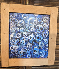 Load image into Gallery viewer, Blue skulls print framed 10x10