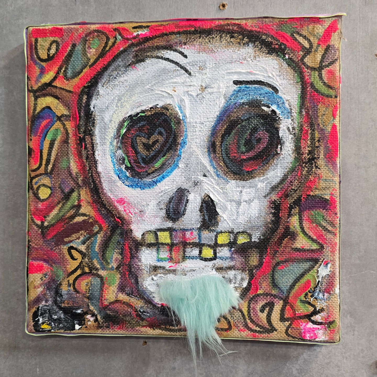 10x10  original on stretched canvas skull dude