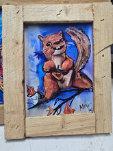 Load image into Gallery viewer, squirrel art mini framed   print 6x 8" ready to hang