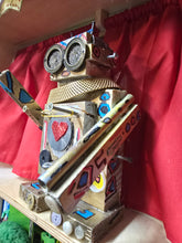 Load image into Gallery viewer, Dresser top  scrap robot sculpture  12.5 inches tall