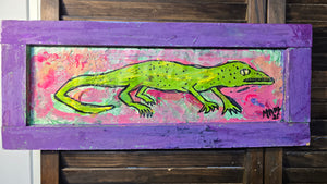 19×8 lizard orginal on wood