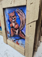 Load image into Gallery viewer, squirrel art mini framed   print 6x 8" ready to hang