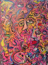 Load image into Gallery viewer, &quot;Trogladyte&#39;s bite &quot; mixed media 18x24&quot; painting  on built wood  panel