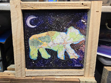 Load image into Gallery viewer, 8" ×7"  Starry Asheville bear map art framed print  ready to hang