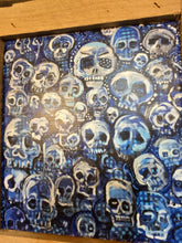 Load image into Gallery viewer, Blue skulls print framed 10x10