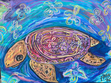 Load image into Gallery viewer, Sea turtle art original painting on canvas 24" x16"