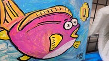 Load image into Gallery viewer, World 2-2 fish 14x11&quot; orginal painting on stretched  canvas