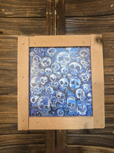 Load image into Gallery viewer, Blue skulls print framed 10x10
