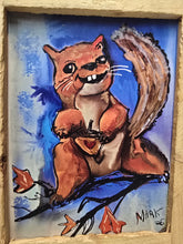 Load image into Gallery viewer, squirrel art mini framed   print 6x 8" ready to hang